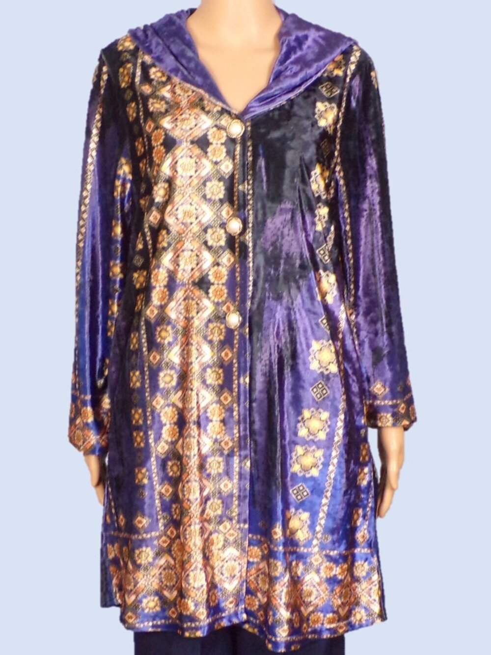 LILY BY FIRMIANA size XL Jrs multicolor satin hooded cardigan polyester/spandex